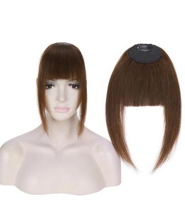 Bangs Clip in Bangs Real Human Hair Bangs for Women Clip on French Bangs Real Hair Nice Natural Flat Neat Bangs with Temples 1Pcs for Women Curved Bangs for Daily Wear (Color : #4)