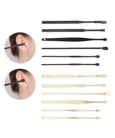 Salon Shear Holder & Ear Pick Set - Earwax Removal Kit, Spiral Ear Wax Cleaner, Black Ear Spoon Cleansing Tool - Buy Online on GoSupps.com