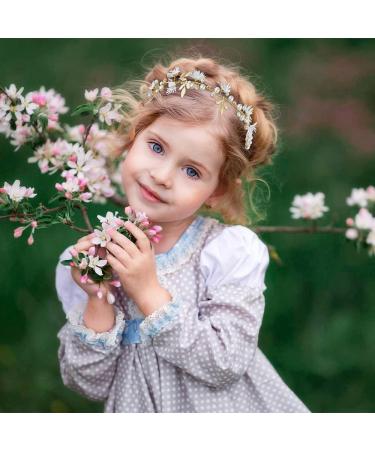 7-Piece Flower Girls Headpieces Set | Bridal Hair Accessories with Pearls, Rhinestones, and Leaf Design - Buy Online on GoSupps.com
