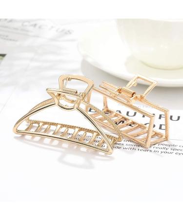 Gold Geometric Hair Claw Clips - 2 PCS | Non-Slip Medium Hair Accessories for Women and Girls - Buy Online on GoSupps.com