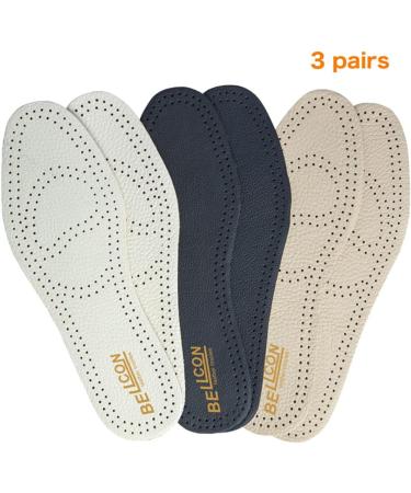 Premium Leather Insoles for Men & Women | Nonslip Shoe Inserts for Comfort & Odor Control - 3 Pairs - Buy Online on GoSupps.com
