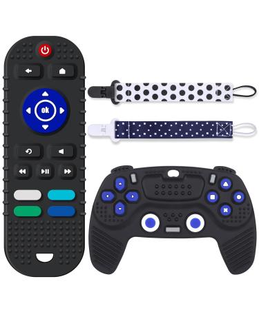Rquite 2 Pack Baby Teething Toys - Silicone Remote Control Game Controller Teether Set for Babies 3-18 Months - Toddler Sensory Toy Gift - Black - Buy Online on GoSupps.com