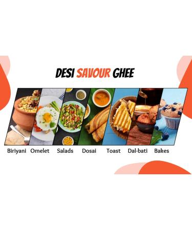Organic Grass Fed Ghee - Desi Savour | 15 Oz Unsalted Clarified Butter | Gluten Free Keto Paleo Friendly | Lactose Reduced Non-GMO Rich in Vitamins & Omegas - Buy Online on GoSupps.com