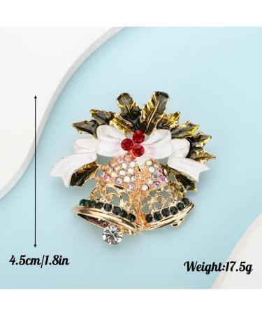 Enamel Christmas Bell Brooch with Crystal - Gold Brooches for Men & Women | Unisex Party Jewelry Corsage - Buy Online on GoSupps.com