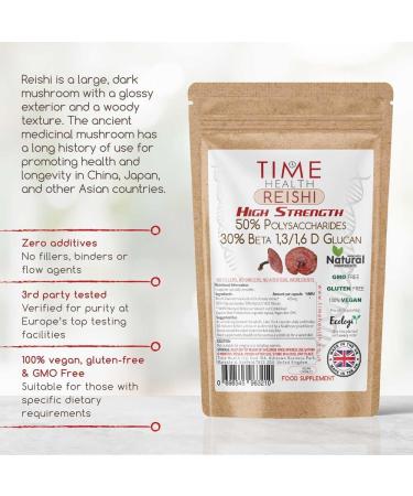 High Strength Reishi (Ganoderma lucidum) Extract - 50% Polysaccharides - 30% Beta Glucan - UK Manufactured - 60 Capsules - Zero Additives - Buy Online on GoSupps.com