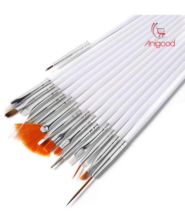 20-Piece Nail Art Brush Set with Pink and White Acrylic Handles - Manicure Pedicure Kit for Designing, Dotting, and Painting (White) - Buy Online on GoSupps.com