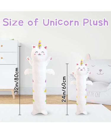 80cm Long Unicorn Plush Pillow | Kawaii Unicorn Stuffed Animal Hugging Pillow | Birthday Christmas Halloween Gift | White - Buy Online on GoSupps.com