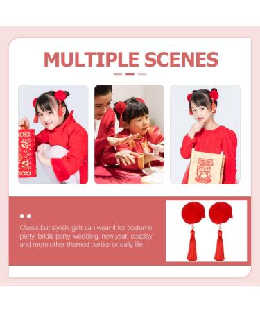 FRCOLOR 12 Pairs Tassel Hair Ball Hair Clip Hair Barrettes for Thick Hair Hanfu Hair Accessories for Kids Baby Hair Clips Metal Hair Clips Princess Artificial Fur Red Girl Child Issue Card - Buy Online on GoSupps.com
