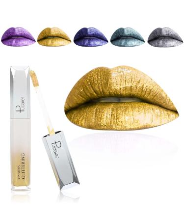 Kilshye Glitter Lipstick Matte Liquid Lipsticks Metallic Lip Glaze High Pigment Lipgloss Long Lasting Waterproof Lip Makeup for Women and Girls Pack of 1 (D- Gold 5) - Buy Online on GoSupps.com