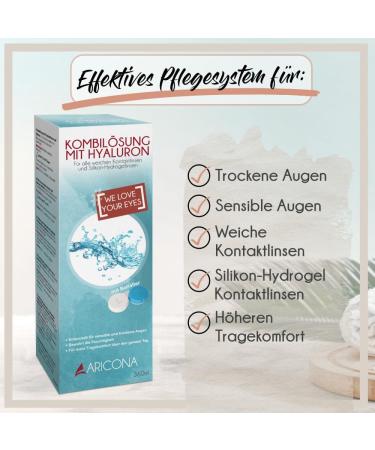 Aricona Contact Lens Fluid - All-in-One Solution with Hyaluron | 3 x 360ml for Soft Lenses | Includes Containers - International Shipping - Buy Online on GoSupps.com