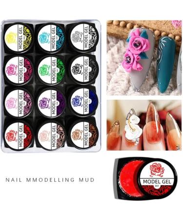 12 Colors/Set 3D Drawing Gel Nail Polish Nail Carved Gel Solid Carving Uv Gel Glue Soak Off Gel Polish Paste DIY 27rc - Sculpture Powder - Buy Online on GoSupps.com
