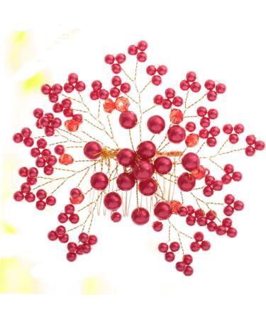 MAGICLULU 1pc Bridal Haircombs Rhinestone Haircombs Hair Combs Red Haircombs for Women Pearl Haircombs - Buy Online on GoSupps.com