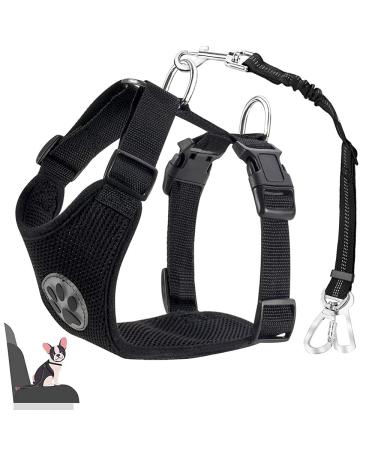 Eyin dog harness with seat belt for car 2 carabin hooks-combined with seat belt buckle child safety seat or trunk adjustable breathable dishes (black s) black s - Buy Online on GoSupps.com