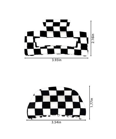 Furitou 2 Pack Checkered Hair Claw Clips - Black and White Large Barrettes for Strong Hold - Women's Hair Accessories - Buy Online on GoSupps.com