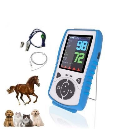 Vet Pulse Rate Meter with Spo2 PR Temp|3 in 1 Handheld Pulse Oximeter for Home Farm Zoo Pet Veterinary Cat Dog Cattle Sheep Oximeter (Color:Blue)