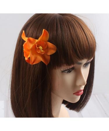 5 Pieces Women's Big Double Chiffon Orchid Hair Clips - Artificial Tropical Flower Pins | Hawaii Hibiscus & Plumeria Hair Accessories - Buy Online on GoSupps.com