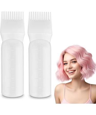 WLLHYF 2 Pack Root Comb Applicator Bottle 6 Ounce Hair Dye Bottle Brush Hair Oil Squeeze Bottles Plastic Hair Root Comb Color Applicator with Graduated Scale (White) - Buy Online on GoSupps.com