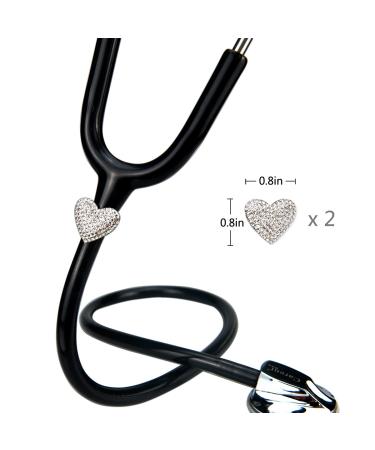 HEYGOO 2 Pack Spark Bling Love Heart Stethoscope Charms - Custom RN Nurse Stethoscope ID Name Tag Charm - Fits Littman and More (Silvery) - Buy Online on GoSupps.com