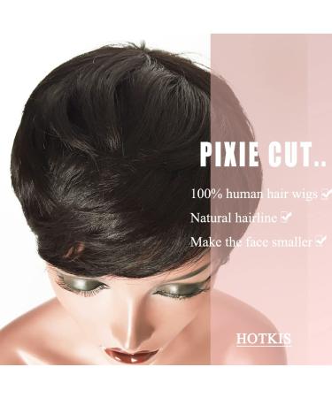 HOTKIS Human Hair Short Pixie Cut Wig for Black Women - Brazilian Virgin Hair (Natural) - Buy Online on GoSupps.com