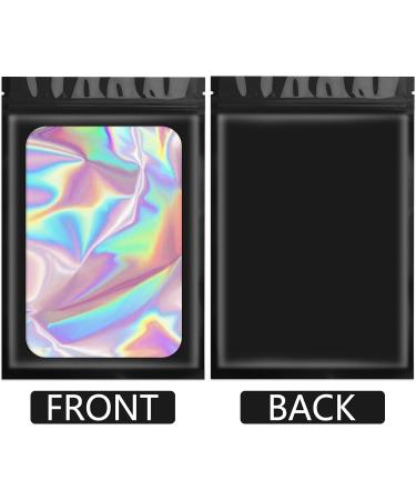 100 pcs Smell Proof Holographic Mylar Bags 4x6 Inch Black - Resealable Foil Pouch for Food Storage, Lipgloss, Jewelry, Eyelash Packaging - Buy Online on GoSupps.com