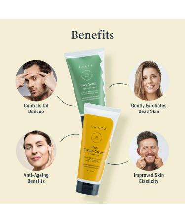 Arata Natural Anti-Aging Face Kit for Men & Women | All-Natural & Cruelty-Free Face Serum & Wash | Enhanced Skin Elasticity - Buy Online on GoSupps.com