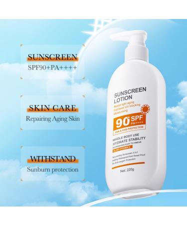 Sunscreen SPF 90+ Face Sunscreen SPF 90 Large-capacity Body Sunscreen Sun Cream SPF 90 PA+++ Ultra Light UV Protetion Water & Sweat Resistant Moisturizing & Non Greasy 220g - Buy Online on GoSupps.com
