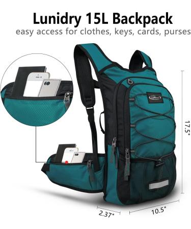 Lunidry Bicycle Backpack with 3L Drinking Bubble | Waterproof Hydration Backpack for MTB Ski and Outdoor Sports - 15L for Men & Women - Dark Emerald - Buy Online on GoSupps.com