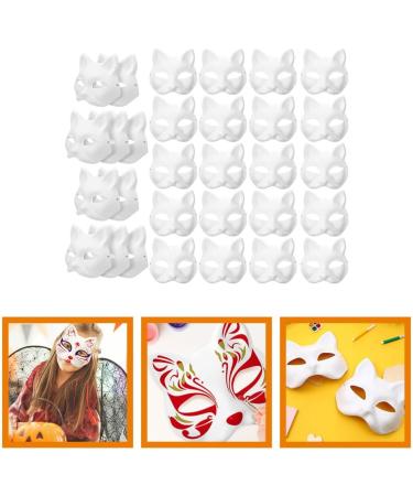 Ibasenice White Cat Paper Masks - Blank Half-Face Masks for Hand Painting | Perfect for Halloween Parties & Gifts - Buy Online on GoSupps.com
