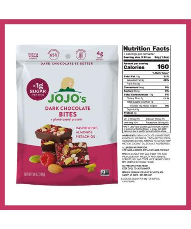 JOJO's Dark Chocolate Hemp Bites - Plant Based Protein, Low Sugar, Vegan Snack - Variety Pack 3.9oz (4 Count) - Buy Online on GoSupps.com