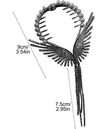 Hair Barrettes Vintage Tassel Claw Clips - Wings Tassel Hair Clips Tassel Crystal Hairpins Bridal Sparkly Rhinestone Fringe Barrettes Angel Wing Ponytail Chain Jewelry Headpieces Buogint Black - Buy Online on GoSupps.com