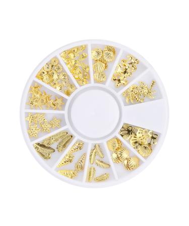 In Wheel Jewelry DIY Decoation Rivet Hollow Seaside Shell Nails Art Studs Gold Silver 3D Metal Decor(YS02)