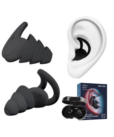 Ear Plugs for Sleeping Noise Cancelling  Reusable Soft Silicone Ear Plugs for Noise Reduction  Washable Hearing Protection for Sleep Snoring  Work  Travel  Concert  Motorcycle  Black