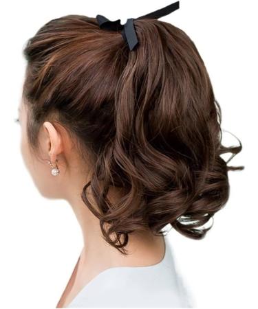 Ponytail Extensions Extension Heat Resistant Ribbon Drawstring Wavy Ponytail Hair Synthetic Short Curly Ponytail Pieces Black Brown Wavy Ponytail Hair for Women for Women(Color:001) - Buy Online on GoSupps.com