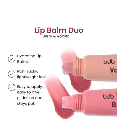 bdb Lip Balm: Berry and Vanilla - Tinted & Hydrating Sheer Color Non-Sticky 2-Pack - Buy Online on GoSupps.com