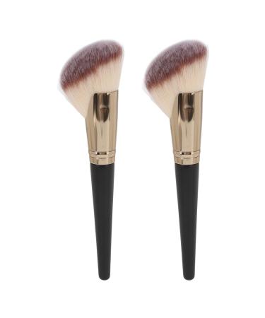 Contour Brush Pack of 2 Facial Shadow Brushes Soft Fiber Show Brush Makeup Powder Brush with Wooden Handle for Salon Travel