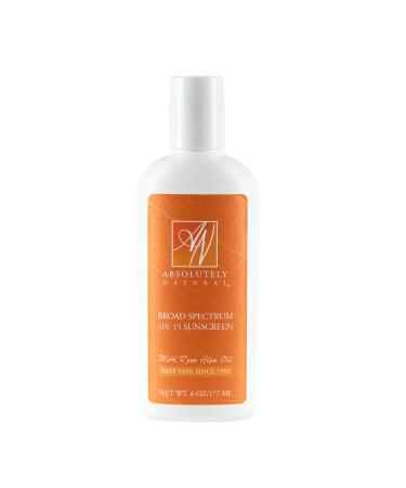 Absolutely Natural SPF 15 Mineral Sunscreen Lotion with Rose Hips Oil  Cruelty Free and Reef Safe  Made in USA