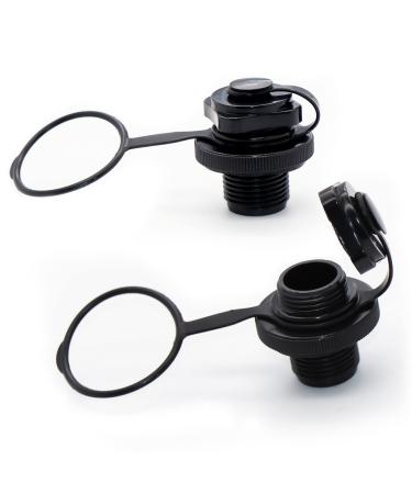 Inflatable Boat Air Valve, 2PCS Inflatable Boat Spiral Air Plugs Marine Valve Replacement Caps for Inflatable Boat Raft Kayak(Black)