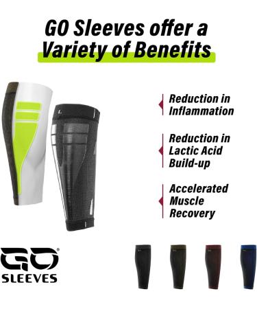 GO Calf Lower Leg Kinesiology Compression Sleeve - Black Medium Pair for Injury Recovery & Athletic Support - Buy Online on GoSupps.com