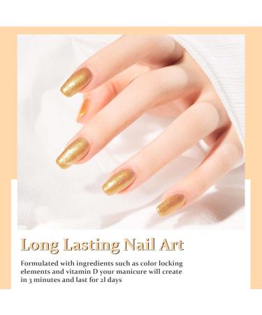 Gold Nail Polish - Shimmer Pearl Nail Polish - Light Gold Glitter Nail Polish - High Glossy Shine Long Lasting Nail Varnish - Air Dry No Need UV DIY Manicure Nail Art - Buy Online on GoSupps.com