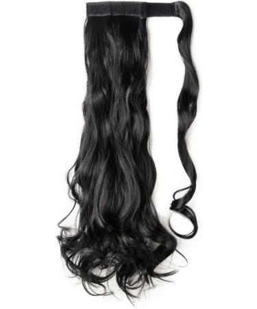 24" Dark Black Wrap Around Ponytail Hair Extensions Curly One Piece Clip in Hairpiece - Buy Online on GoSupps.com