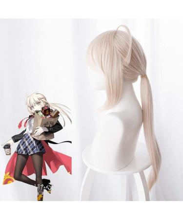 Anime Cosplay Hairpieces - Light Pink 16 Long Straight Ponytail Wigs | High-Temperature Resistant Fiber - Buy Online on GoSupps.com