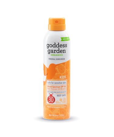 Goddess Garden - Kids SPF 30 Mineral Sunscreen Continuous Spray Lotion - Sensitive Skin, Reef Safe, Sheer Zinc and Titanium, Water Resistant, Non-Nano, Vegan, Leaping Bunny Cruelty-Free - 6 oz Bottle