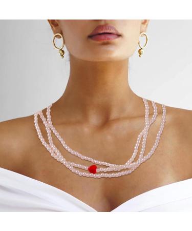 KUAIYIJU Stylish Love Pendant Necklace - Elegant Layered Pearl Clavicle Chain for Trendy Ladies | International Shipping Available - Buy Online on GoSupps.com