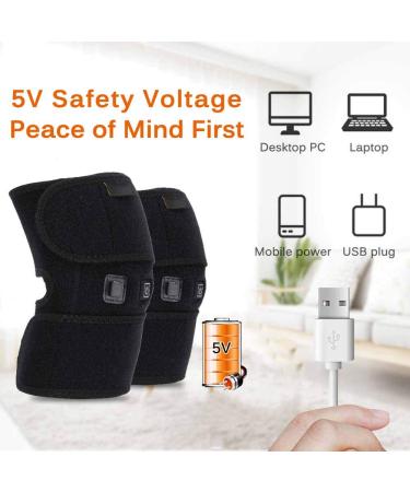 Heating Knee Brace - USB Heated Support & Knee Massager for Pain Relief | 3 Temperature Levels for Men & Women - Buy Online on GoSupps.com