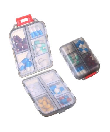 Zuihug 1Pack Travel Pill Organizer - 10 Compartments Pill Case Compact and Portable Pill Box Perfect for On-The-Go Storage Pill Holder for Purse Gray 1pack Gray