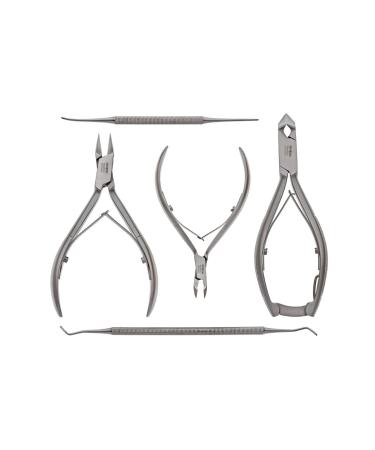 Rhine Instruments Nail tongs-Podology instrument set 5-part-Foot care instrument-Nail tongs/head cutter corner tongs skin tongs corner lifter corner file including protective caps