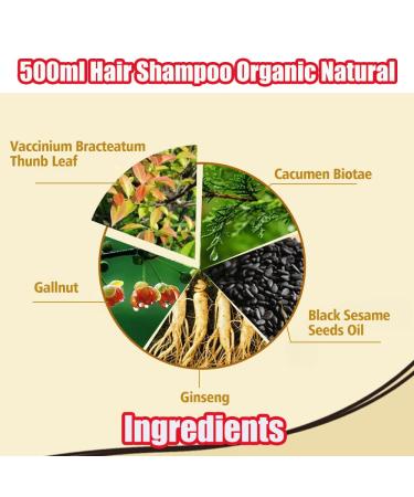 500ml Organic Natural Fast Black Hair Shampoo | Plant Essence Dye for Women Men | Cover Gray & White Hair - Long Lasting Color - Buy Online on GoSupps.com