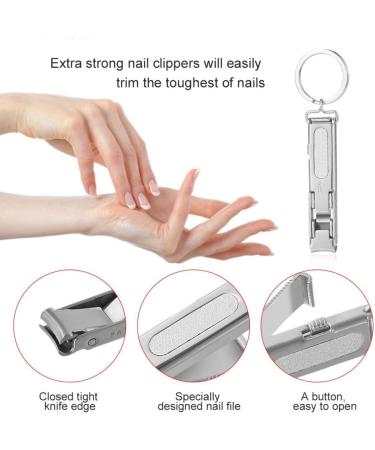 Stainless Steel Ultra-Thin Foldable Hand Toe Nail Clippers Cutter with Keychain Cutter Trimmer Silver Tool Key RingDeft Processed - Buy Online on GoSupps.com