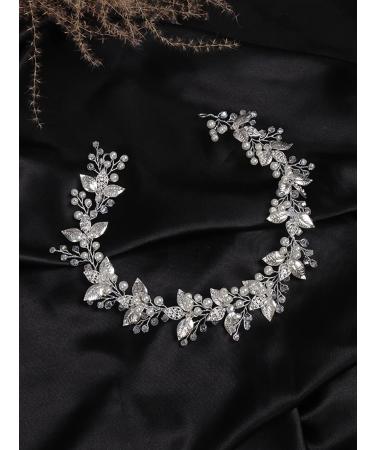 Deniferymakeup Bridal Wedding Hair Accessory Pearl Hair Vine Leaf headband Rhinestone Hair Piece for Bride - Buy Online on GoSupps.com