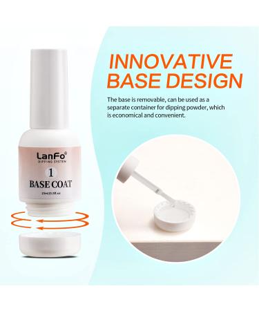 LanFo 15ml Dip Powder Liquid Set - Base, Top Coat, Activator, Brush Saver | Long-Lasting Dipping Powder System Essential Kit - No Nail Lamp Needed | Nail Art Gift - Buy Online on GoSupps.com